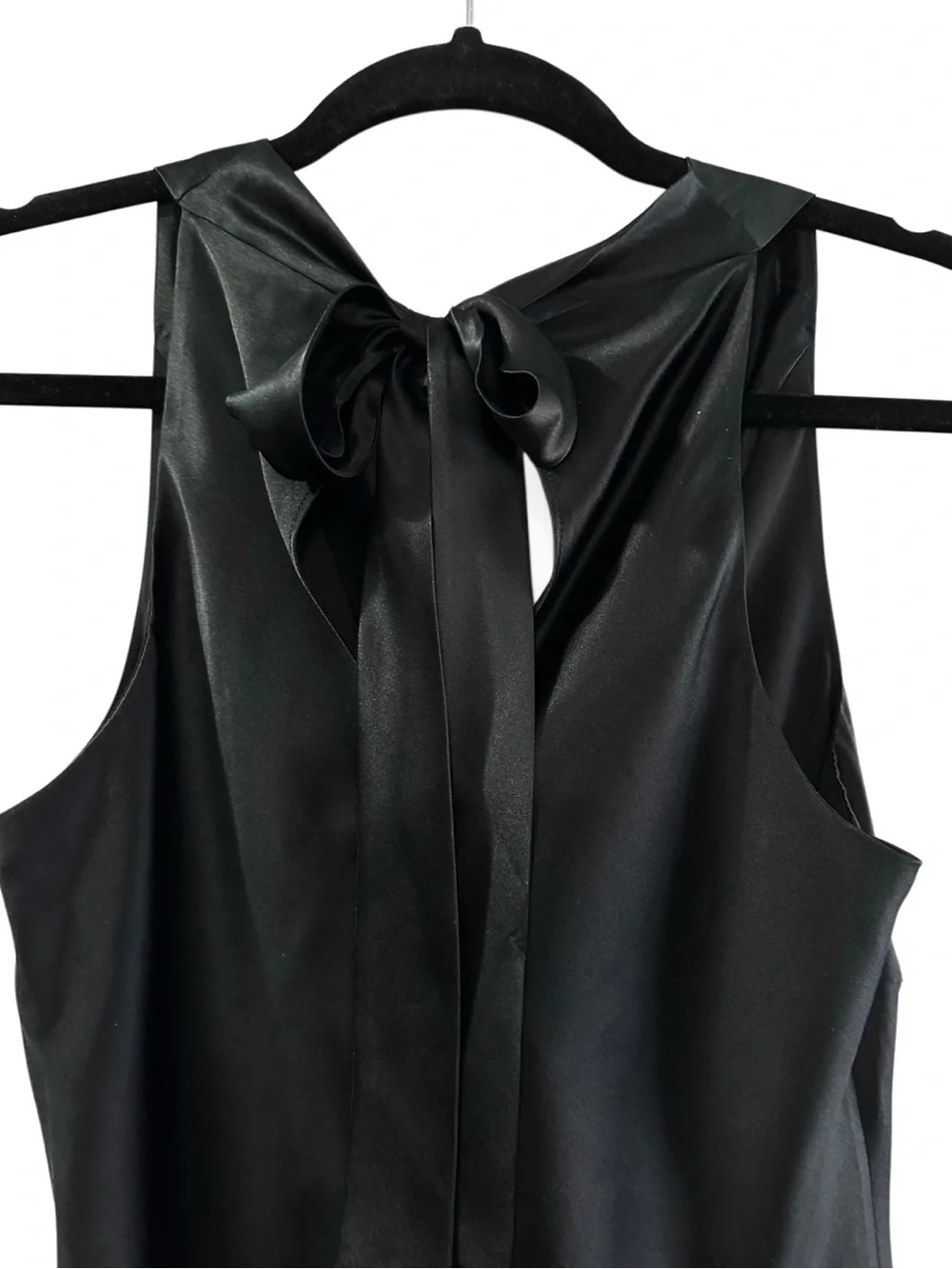 NWT Banana Republic 100% Silk Black Cowl Neck Tie Back Blouse Medium